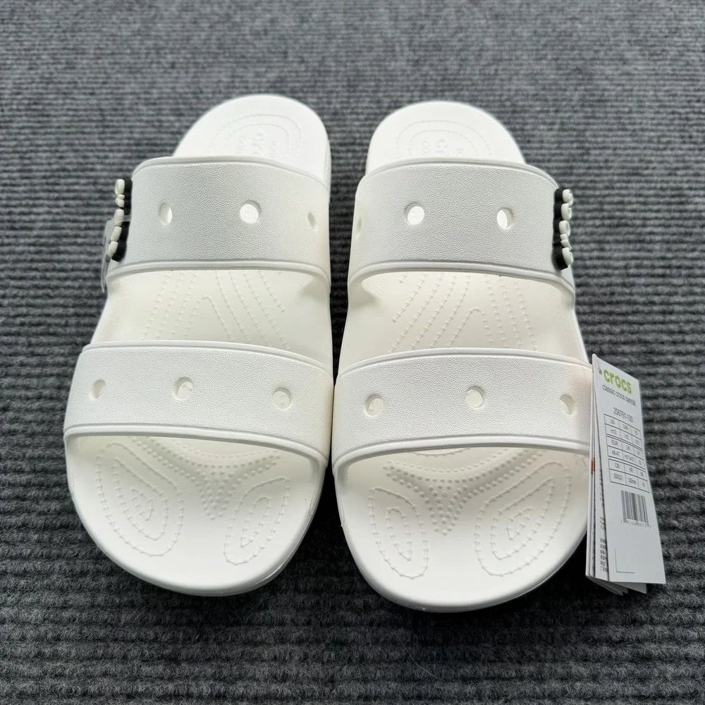 Crocs Classic Two-Strap Slide Sandals Solid White Men's Size 12 New With Tags